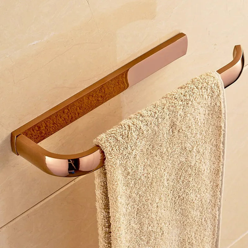 Rose Gold Double Towel Bars Bathroom Towel Ring Wall Mounted Bathroom Accessories Towel Rack Towel Ring Toilet Brush Soap Holder